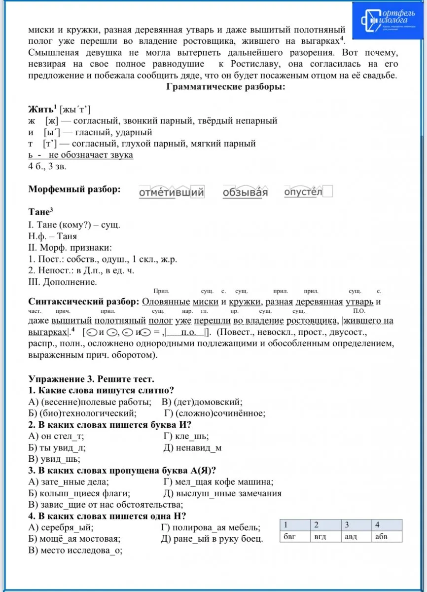 Русский язык. Рабочие листы к урокам